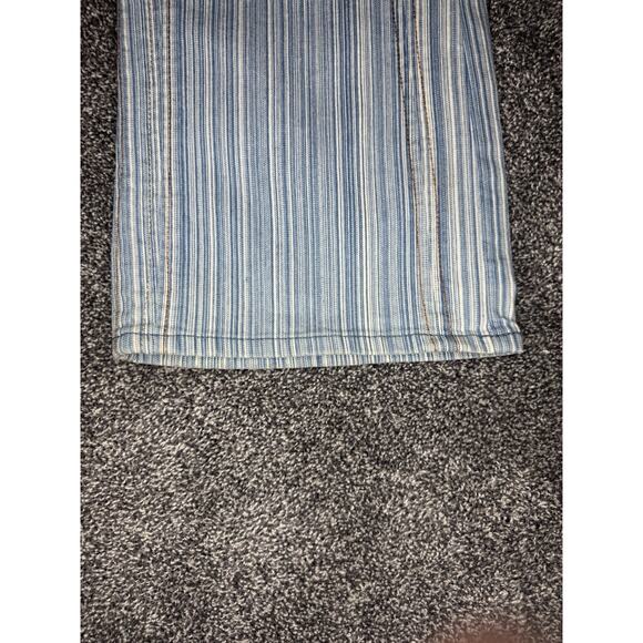 Vintage Gasoline Y2K Low Rise Striped Flare Jeans Denim Pants Boho Rave Size 11 - Picture 6 of 12